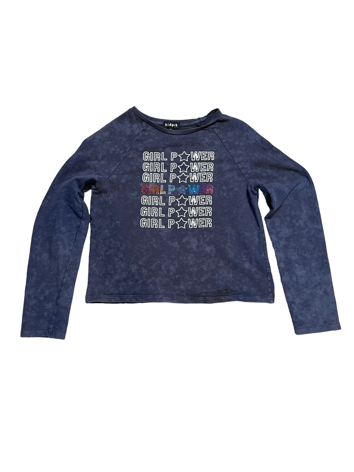 Studded Graphic Long Sleeve Blue Kidpik Sweatshirt for Girls Size XL 14-image