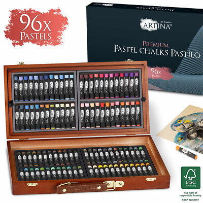 Pastellkreide 96 Stück + Koffer Kreide Pastellfarben Soft Pastell Pastellkreiden