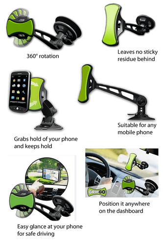 Gripgo Universal Car Phone Mount Mount to your Dash or Windshield Talk and Drive - Picture 2 of 2