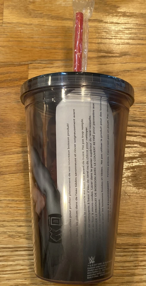 Nuevo 16 OZ. Vaso de viaje WWE 2017 con 5 cubitos de hielo reutilizables y pajita Foto 3 de 4