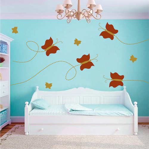 Wandtattoo Kinderzimmer Schmetterling Mädchenzimmer Tapete Insekten abnehmbares Vinyl, b25 - Bild 3 von 5