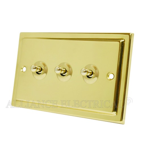 Interruptor de palanca de latón pulido victoriano 10A 1/2/3/4G 2 vías Dolly interruptor de luz - Imagen 4 de 5