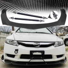 Front Lip Bumper Body Kits Splitter+Spoiler Carbon Fiber For Honda