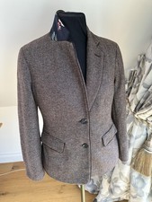 JOULES Ladies Agatha Brown Tweed Herringbone Effect Jacket Blazer UK12 VGC