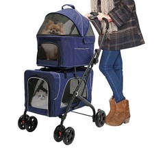 Double Pet Stroller Dog Cat Carrying Cart Foldable Pet Stroller Carrying Basket