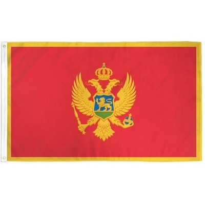 MONTENEGRO COUNTRY 3'X 5' POLY FLAG 100D SPUN POLYESTER W/ GROMMETS