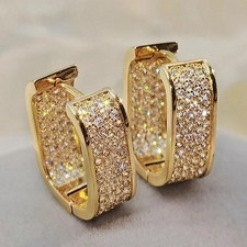 Bling Bling Cubic Zirconia Hoop Earrings for Women Luxury Gold Silver Fashion