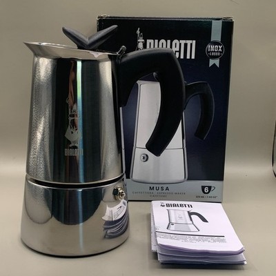 Bialetti Musa 6 Tassen Edelstahl Induktion Mokkakanne Espressokocher verpackt