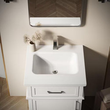 Velora 24 In. Drop-In Bathroom Sink in White Everstone Solid Surface with Non-Po