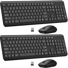 Wireless Keyboard and Mouse Combo, Full Size Silent Ergonomic Keyboard and Mo...