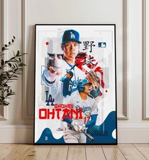 Shohei Ohtani Poster, Dodgers Baseball Print, Japan MLB Star Wall Decor