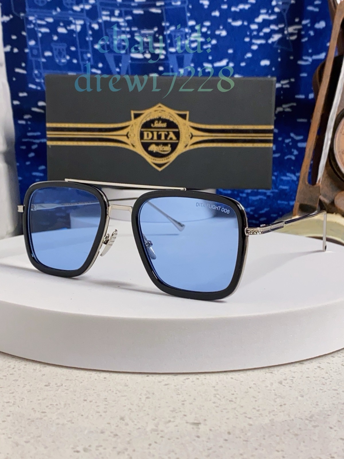 DITA Classic FLIGHT 006 Silver Metallic/Blue Rectangular Frame Unisex Sunglasses
