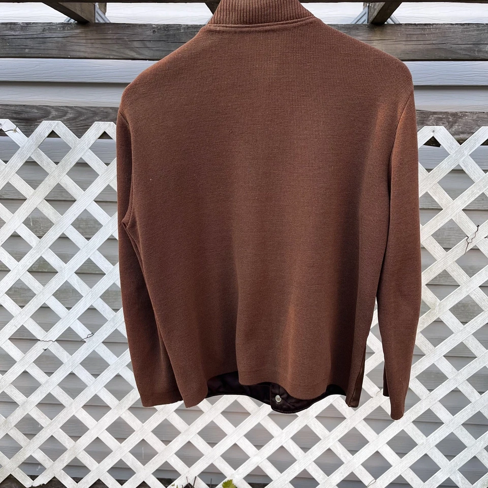 Vintage 60s 70s Cardigan Wool Suede Sweater Jacket Sz S Grandpa Rockabilly Brown - Image 4 of 4