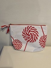 Clarins White And Red Lollipop Make Up Bag Toiletries Wash Pouch Christmas Gift