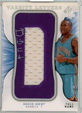 2008-09 UPPER DECK SP Authentic David West Varsity Letters Veterans Full Name /8