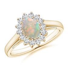 Opal Gemstone Sterling Silver Birthday Statement Mother Halo Wedding Ring