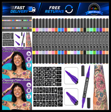 Ponhey Temporary Tattoo Markers for Skin, 24 Body Markers 67 Large Tattoo