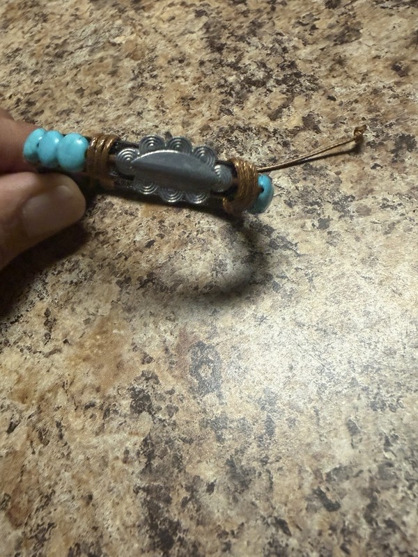Turquoise Beaded Adjustable Cord Bracelet Silver Bohemian Nature Unisex