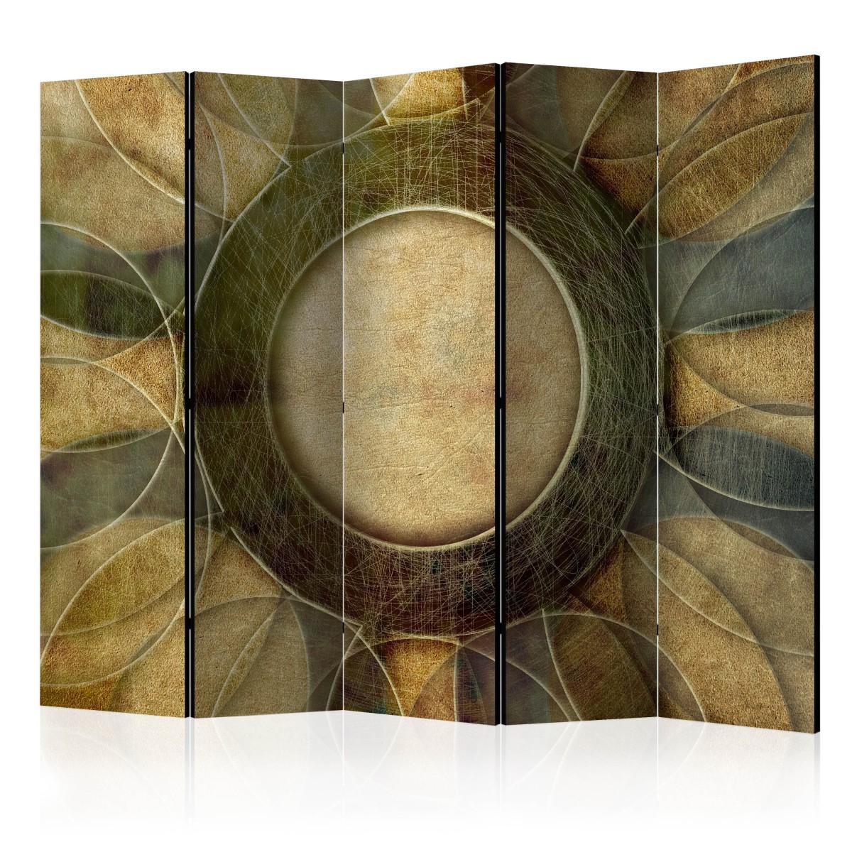 Paravent 5 volets Flower Retro Style 172x225 cm en bois et toile