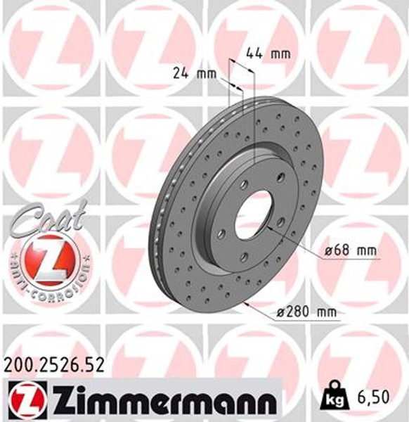 2X Bremsscheibe Sport Z Zimmermann 200.2526.52 FüR Juke Nissan Pulsar F15 C13-image
