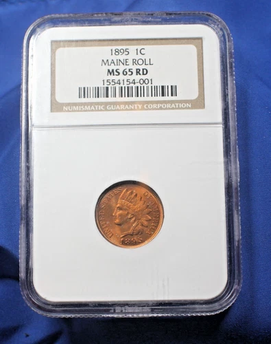 1895 Indian Head 1c NGC MS65 Red * Maine Roll 001 *