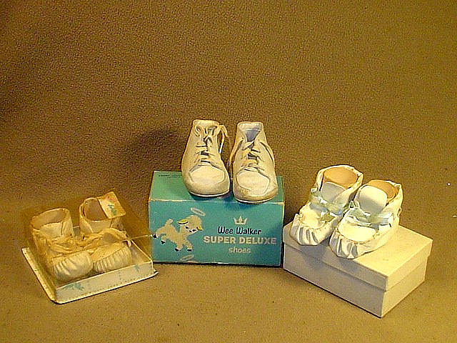 THREE PAIR VINTAGE 1950's 60's BABY SHOES