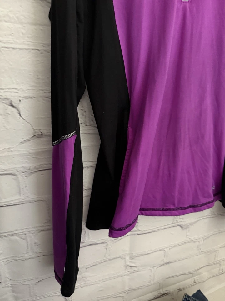 Top Fila Negro Púrpura Ropa Activa 1/4 Cremallera Cuello Simulado Bolsillos ELASTIZADOS Para Mujer L Foto 4 de 4