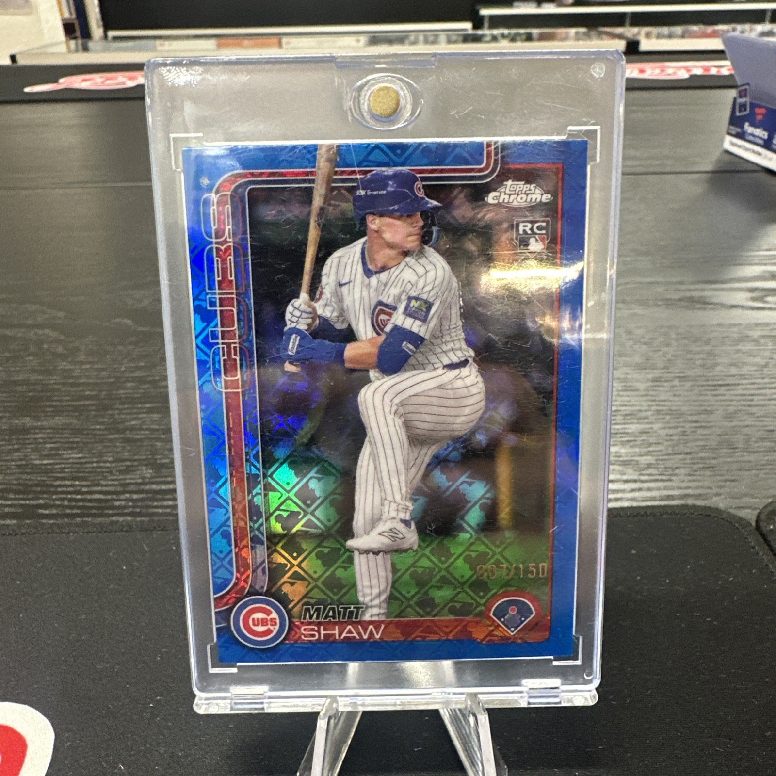 2025 Topps Chrome Logofractor Matt Shaw #219 Blue RC /150 Cubs