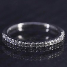 Size 7.5, vintage sterling silver 925 statement band ring with cluster cz