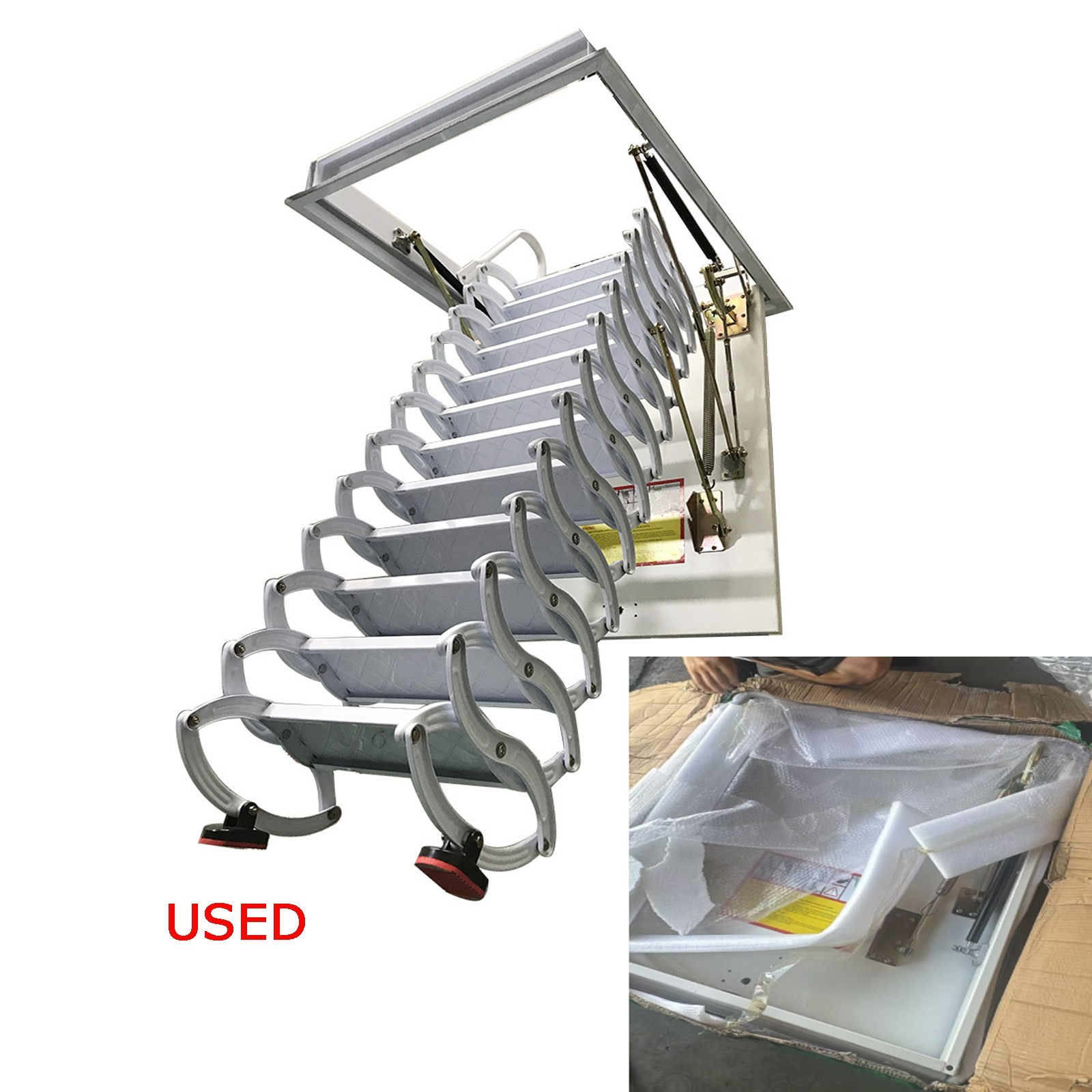 USED 9.84ft Hidden Telescopic Folding Loft Ladder  Attic Pull Down Ceiling Stair