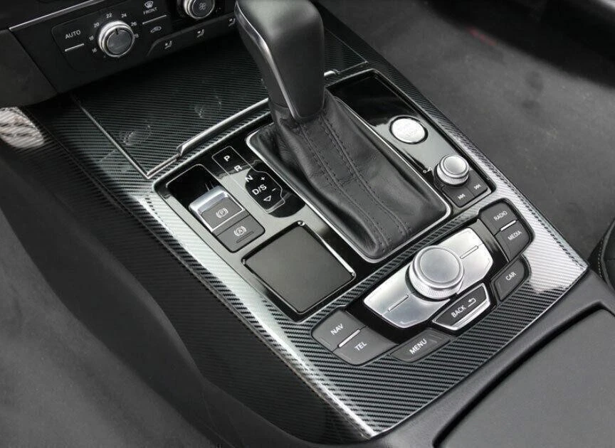 Para Audi A6 A7 S6 S7 2012-2018 Consola interior de fibra de carbono Panel de cambio de marchas Embellecedores Foto 2 de 4