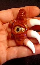 Glass Eyeball pendant art piece with teeth and eyeball heady pendant-USA Made