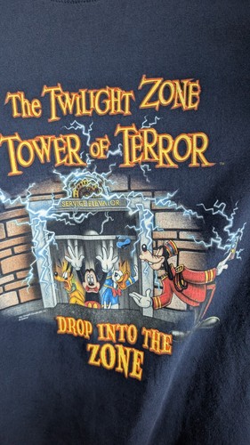 Vintage Disney The Twilight Zone Tower Of Terror T Shirt Size Medium Blue - Picture 4 of 13