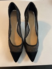 Badgley Mischka Jewel Pointed Toe Black Rhinestone Kitten Heels Womens 9
