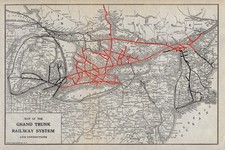 1922 Antique GRAND TRUNK System Railway Map Grand Trunk Pacific Railroad 3253