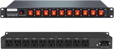 1U PDU Horizontal Rackmount Power Strip - Surge Protector 10 NEMA 5-15R Outlet 1