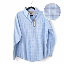 Roundtree  Yorke Gold Label NWT Mens Dress Shirt Medium Blue Quiet Luxury