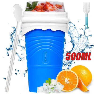 Slushy Cup Maker Squeeze Frozen Magic Cup 500ml Gefrorene Tasse Strohhalmlöffel