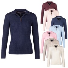Ladies Quarter Zip Cable Knit Jumper Womens Half Zip Knitted Sweater Rydale