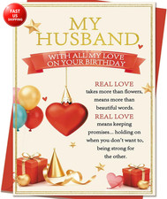 Husband Birthday Card  Romantic Husband Birthday Gifts Decorations for Him   Me