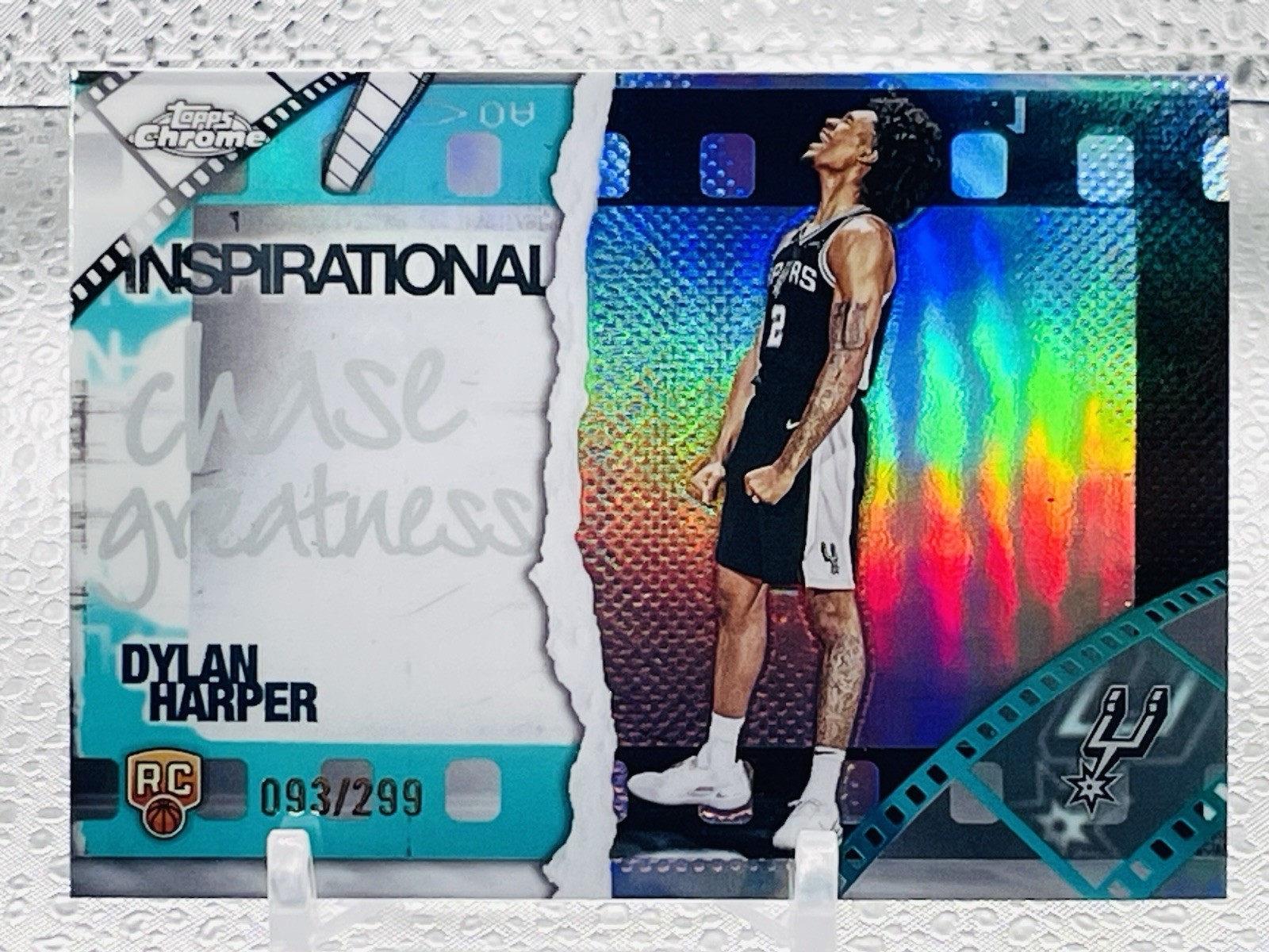 2025-26 Topps Chrome Inspirational Dylan Harper Teal Refractor /299 Rookie Spurs