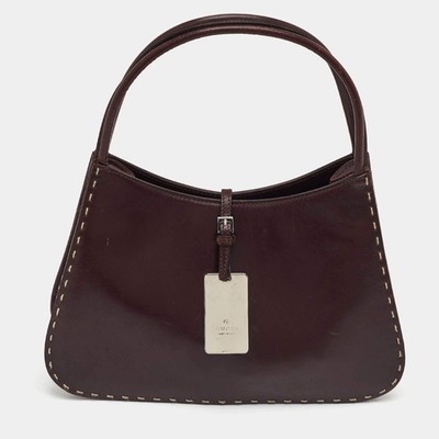 Gucci Hobo aus dunkelbraunem Leder mit Steppnähten