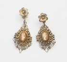 Antique ornate 800 silver cameo screw back earrings As Is