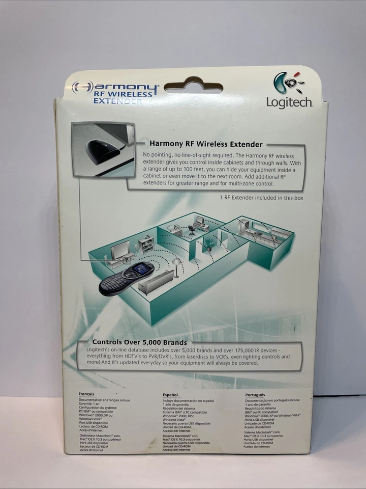 Logitech Harmony Remote RF Wireless Extender 915-000044 Complete New in Box - Image 2 of 2