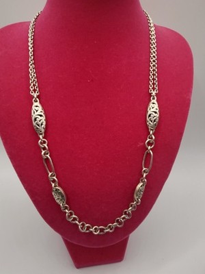 Signed LOIS HILL 925 Sterling Multi-Texture Bali Style Station Link Necklace 17''