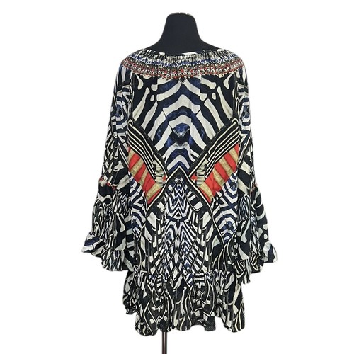 Camilla Dress Size M Medium 12 / US 8 LOUWALAN TALES Off The Shoulder 100% Silk - Picture 7 of 12
