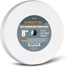 POWERTEC Bench Grinder Wheel 8 Inch 100 Grit, White Aluminum Oxide Grinding Whee