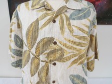 Men's Tommy Bahama LINEN Hawaiian Beige Shirt XL 52" CHEST