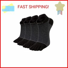 VWELL Men's Cotton Toe Socks Five Finger Socks No Show Crew Athletic Socks for R