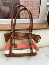 Radley London Leather Colour Block Shoulder Handbag Scottie Dog Charm Womens